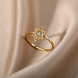 Hexagon Star Ring 18K Gold & 925S Silver