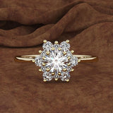 Dazzling 18K Gold & 925S Silver Flower Ring