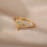 Hexagon Star Ring 18K Gold & 925S Silver