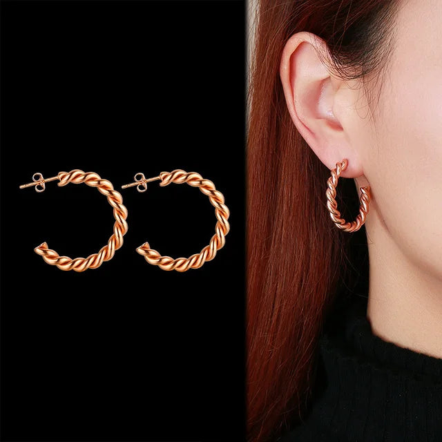 Twisted Hoops Earrings 18K Gold & 925S Silver