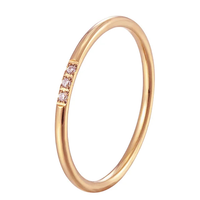 Thin Crystal Ring 18K Gold & 925S Silver