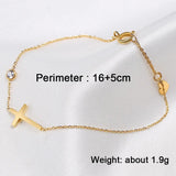 Crystal Cross Chain Bracelet 18K Gold & 925S Silver