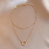 Double Layer Bead 18K Gold Necklace