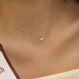 Solitaire Crystal 18K Gold Necklace