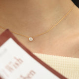 Solitaire Crystal 18K Gold Necklace