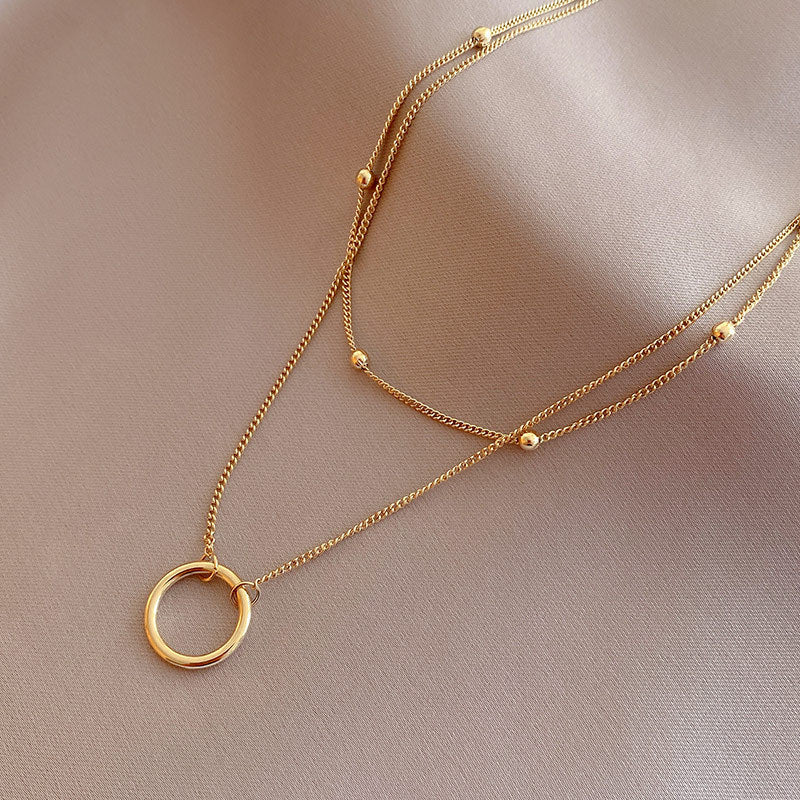 Double Layer Bead 18K Gold Necklace