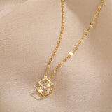 Hollow Square 18K Gold Necklace