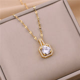 Crystal Pendant 18K Gold Necklace