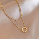 Double Layer Bead 18K Gold Necklace