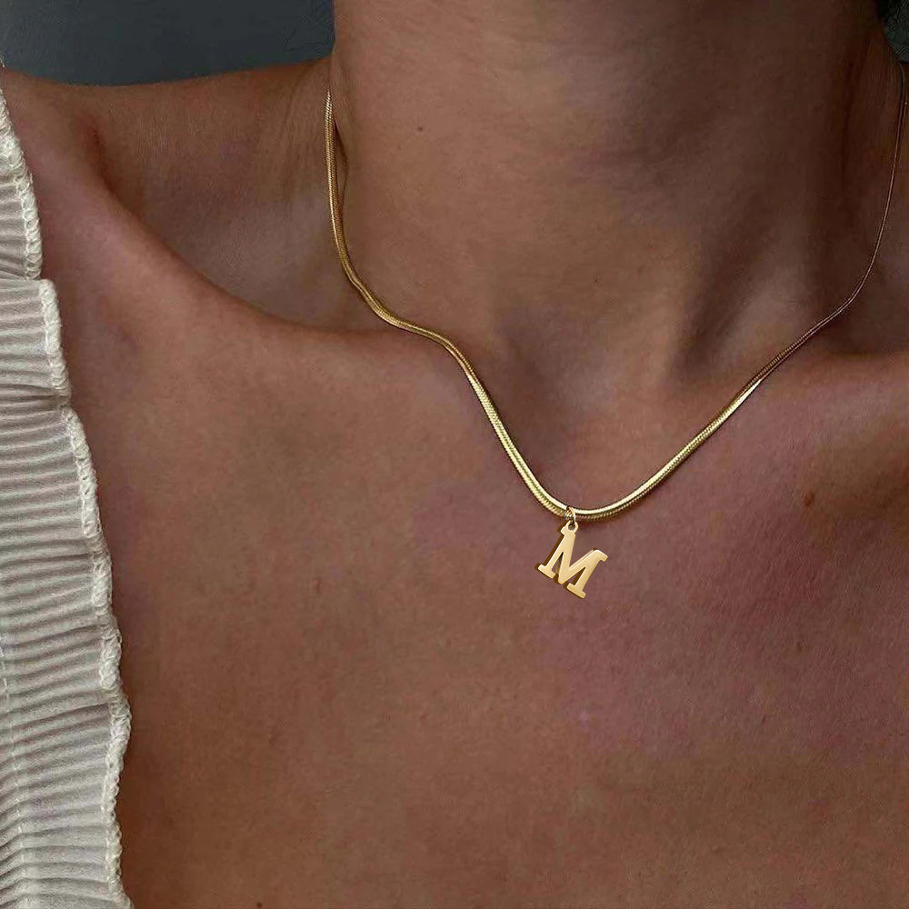 Alphabet Pendant 18K Gold Necklace