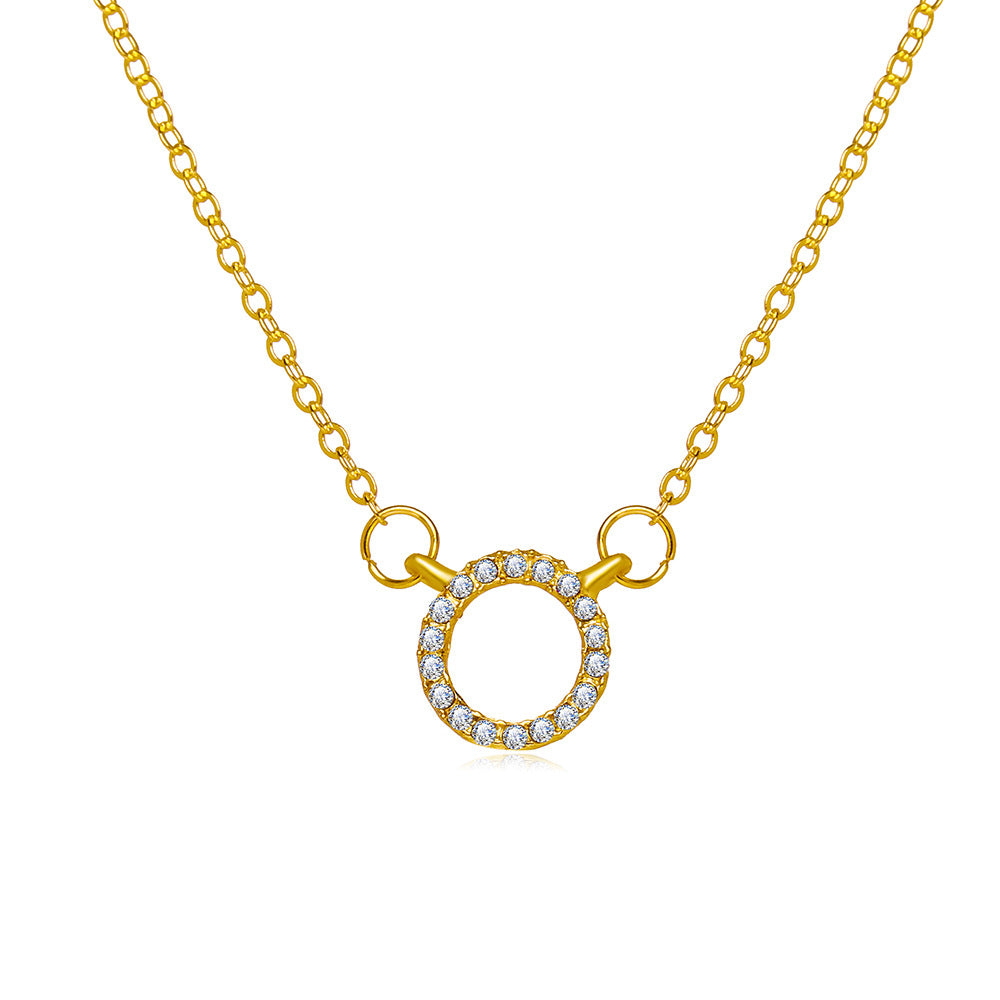 Crystal Ring 18K Gold & 925S Silver Necklace