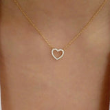 Crystal Heart 18K Gold & 925S Silver Necklace