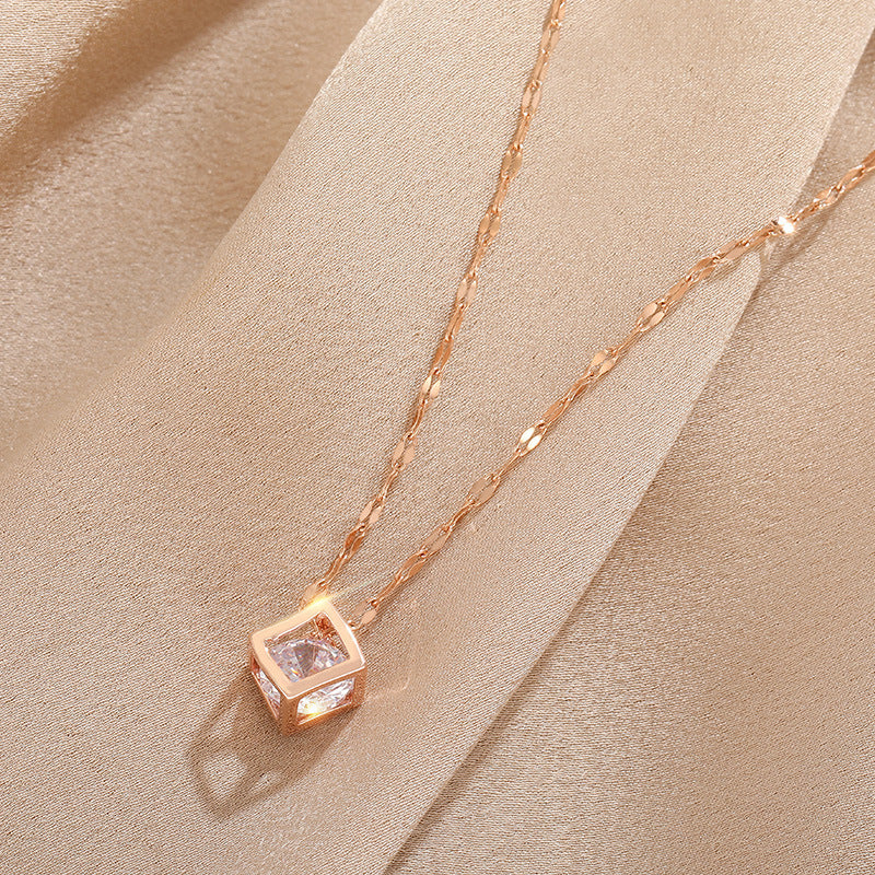 Hollow Square 18K Gold Necklace