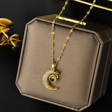 Moon Pendant 18K Gold Necklace