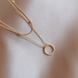 Double Layer Bead 18K Gold Necklace