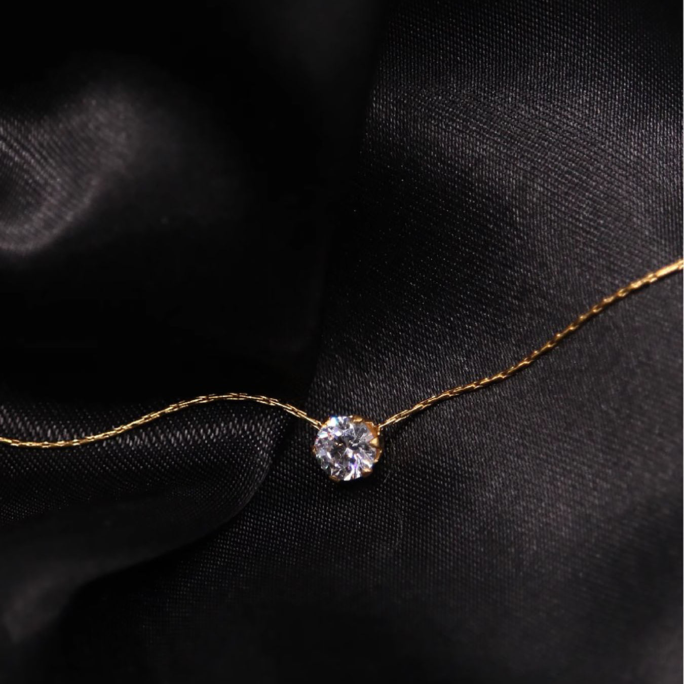 Solitaire Crystal 18K Gold Necklace