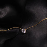 Solitaire Crystal 18K Gold Necklace