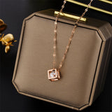 Hollow Square 18K Gold Necklace