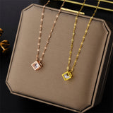 Hollow Square 18K Gold Necklace